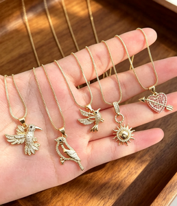 Collares de circonita con diseño de pájaro, colibrí, flecha, corazón y sol, joyería con dijes de animales para mujer - Product Image 6