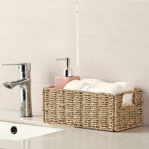 <span class=keywords><strong>Cestini</strong></span> di stoccaggio di fanerogame di mare <span class=keywords><strong>cestini</strong></span> di carta igienica <span class=keywords><strong>piccoli</strong></span> <span class=keywords><strong>cestini</strong></span> di <span class=keywords><strong>vimini</strong></span> con manici per l'organizzazione di scaffali da bagno organizzatore dispensa - Product Image 4