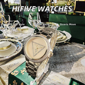 Montre analogique à quartz <span class=keywords><strong>Hifive</strong></span> pour femme, style professionnel, avec breloques brillantes, verre tendance, pour affichage des heures - Product Image 2