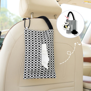 Bolsa colgante para pañuelos de coche, caja de pañuelos colgante multifuncional, bolsa de tela creativa para pañuelos para accesorios interiores de coche - Product Image 2