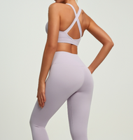 Ensemble de yoga pour femme, couleur unie, sensation seconde peau, maintien élevé, effet push-up, rehaussement des fessiers, pour Pilates, course à pied et gym