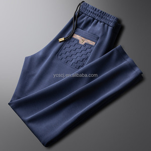 <span class=keywords><strong>Pantaloni</strong></span> Casual da <span class=keywords><strong>uomo</strong></span> per la primavera e l'estate leggeri di lusso in cotone in saia, comodi <span class=keywords><strong>pantaloni</strong></span> laminati tridimensionali - Product Image 5