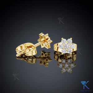 Lab Grown Diamond Floral Cluster Stud <b>Earrings</b> 7 Stone Daisy Motif 14K/18K <b>Solid</b> Gold Women's Jewelry Wedding Party Bridal - Product Image 1