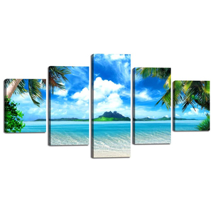 Kích Thước Lớn Vải Cảnh Quan Tự Nhiên Đại Dương Bờ Biển Cây Dừa 5 Pcs Nghệ Thuật Lớn Vải In Sơn Bộ - Product Image 1