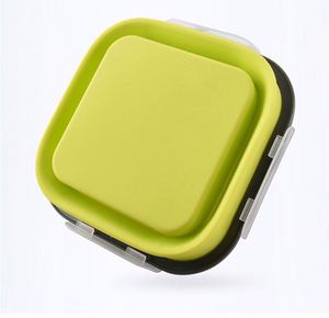 Silicone Bento Lunch Box with Leakproof Compartments Square Design Foldable Safe Features for Kids' Parties Packaged Carton - Product Image 4