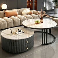 Table basse moderne minimaliste avec plateau en marbre rétractable et structure en métal, mobilier haut de gamme pour petit salon