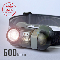 Großhandel 600lm USB-C Wiederaufladbare IP44 Wasserdichte 180° Drehbare 50-99M Reichweite Tragbare Camping-LED-Stirnlampe mit Einstellbarem Strahl 3