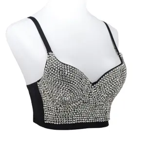 Sexy Club Studded Brassiere Fashion Suspenders Vest Outer Wear Diamond Rhinestone Top Beauty Back Corset Wholesale Bustier Bra