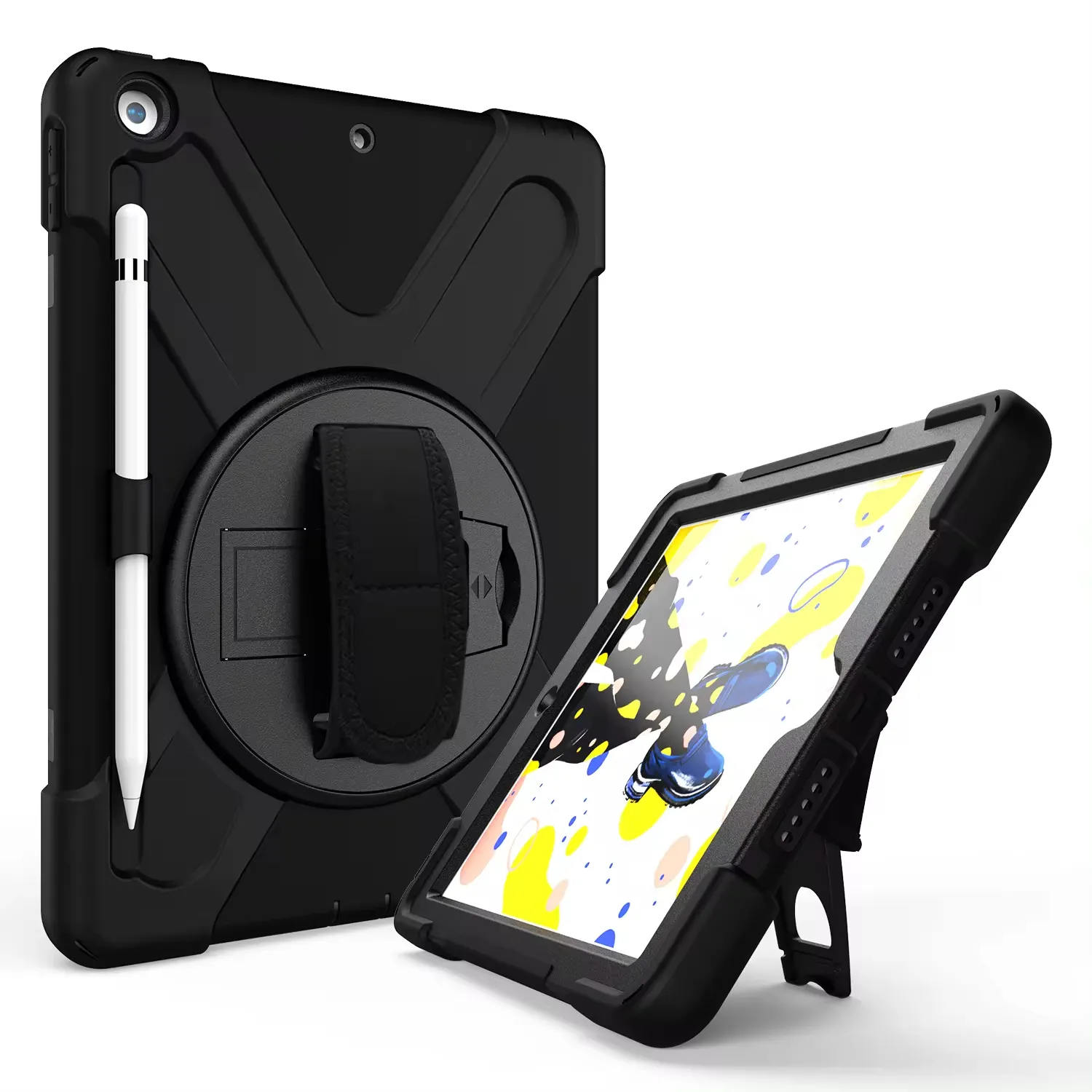 Rugged Silicone Kids 10 Inch Tablet Case For Ipad Air2 With Hand Grip Strap + Shoulder Strap Bundled