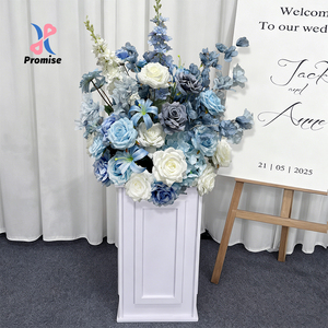 Arreglo de Flores Artificiales Promise, Flores de Seda Mixtas en Azul y Blanco, Decoración de Boda, Estilo Clásico, Hecho a Mano, Alta Simulación - Product Image 1