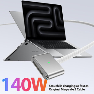 USB-C Magnetische <span class=keywords><strong>3</strong></span>/140W 5A Snellader 1.8M Nylon Omhulsel Gevlochten Afscherming Zuiver Koperen Geleider Kabel met Aangepast Logo voor MacBook Pro - Product Image 2