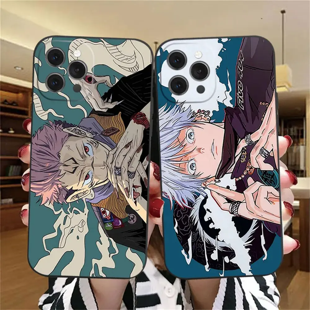 Karikatur Jujutsu Kaisen Silikon Handyetue für iPhone 15 14 13 12 11 Pro max TPU Phantom Parade stoßfeste Rückenabdeckung