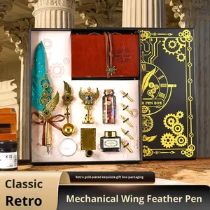 Set de Plumas Estilográficas Punk <span class=keywords><strong>Gear</strong></span>, Set de Plumas Estilográficas Mecánicas Wings Sailing con Diseño Punk <span class=keywords><strong>Gear</strong></span> y Vintage, Caja de Regalo - Product Image 2