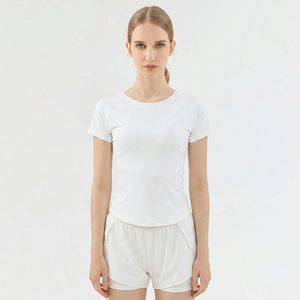 Wholesale Women's Mesh <b>Back</b> Raglan Sleeve Yoga <b>Top</b> Short Sleeve Slim Fit Workout Shirt Breathable Running Pilates Sports Tee - Product Image 3