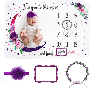 Fabricante de alta calidad gruesa recién nacido gran oferta personalizada de lujo doble mensual bebé hito Manta - Product Image 4