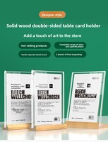 Support de présentation double face en bois de hêtre en forme de L, horizontal et vertical, pour menu, liste de prix, porte-cartes de table pour restaurant, café