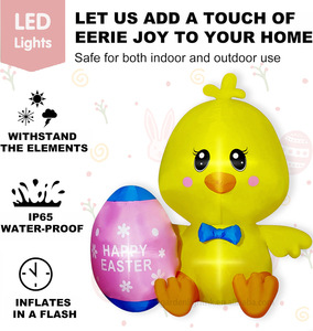 Decoración Inflable de Pascua, Pollito Amarillo de 1.5 Metros de Altura con Huevo, Luces LED Integradas, para Hogar, Jardín, Césped, Fiestas y Celebraciones de Pascua - Product Image 6