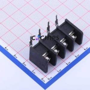 DBT30R-9.5-4P-BK-P Barrier Terminal Block Bent Lead Through Hole,P=9.5mm Connector Two Sides 9.5mm 1x4P Right Angle Pin - Product Image 1