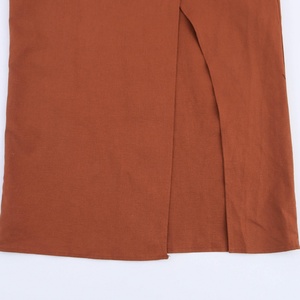 Vestido Largo Casual de Verano para Mujer, Transpirable, Color Marrón, Abertura Frontal, Espalda Descubierta, Estampado, Servicio OEM Disponible para Días de Club - Product Image 3