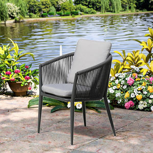 Juego de Mesa y Sillas de Comedor Apilables de Aluminio con Recubrimiento en Polvo para Exteriores, Estilo Moderno para Hotel o <span class=keywords><strong>Villa</strong></span>, Resistente a los Rayos UV, para Patio o Sala de Estar - Product Image 1