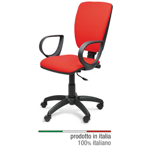 Chaise de direction pivotante Napoli avec appui-tête réglable, tissu rouge, maille, levage en aluminium, bois, fer, plastique, mousse, contreplaqué - Product Image 1