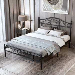 Lit double mobile 2026 au design <span class=keywords><strong>nordique</strong></span> rétro avec cadre en acier courbé et design moderne et épuré pour chambre à coucher - Product Image 4