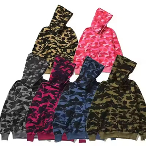 Sudadera con Capucha y Cremallera Completa de Alta Calidad 2026 Bapees Camuflaje Tiburón, de Algodón, para Hombre, Mujer, Unisex, Estilo Urbano - Product Image 1