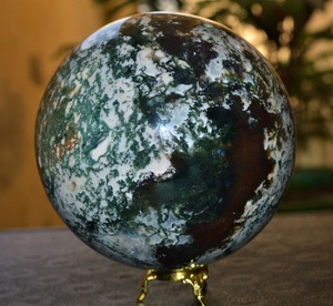Natural Moss Agate Crystal <b>Sphere</b>, Polished Gemstone <b>Ball</b> for Feng Shui Home Decor, Gifts and Wholesale - Product Image 1