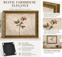 Art mural floral vintage encadré or style campagne française, impression nature morte rustique, échantillons OEM ODM prêts en moins d'une journée