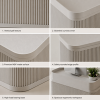 Comptoir d'accueil moderne haut de gamme en MDF cannelé avec base lumineuse LED et armoire de rangement – Ensemble complet pour salon de manucure, bureau commercial, OEM
