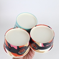 Gobelets d'emballage jetables en kraft brun blanc personnalisés de 8oz 16oz gobelets en papier pour crème glacée avec couvercles