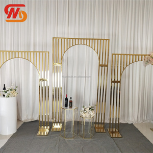 SMOOTH Event Decor Gold Metal Arch Wedding <b>Backdrop</b> Gold Stainless Steel Square Artificial Flower Wedding Decorate Arch - Product Image 1