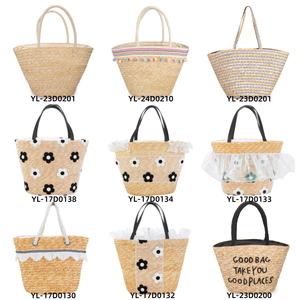 Bolso Tote Tejido de Paja de Trigo Natural con Bordado de Limón, Asas Dobles, Forro de Poliéster, Estilo Boho, para Playa, Viajes, Vacaciones, Regalo para Mujer - Product Image 4