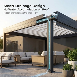 Lussuoso Moderno Ecologico Durevole Impermeabile Motorizzato in Alluminio Verniciato a Polvere Personalizzabile Autoportante da <span class=keywords><strong>Giardino</strong></span> - Product Image 5