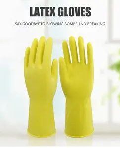 Latex Household Cleaning Gloves, Dish Washing Glove, Dipped Flocklined