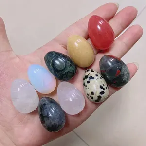 Hot Selling Natural Gemstone Carved 30mm Mini Egg Shaped Crystal Energy Healing Massager Eggs Crystal Yoni Eggs