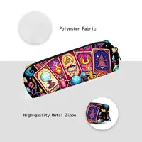 Trousse à crayons en tissu imprimé cartes de tarot pour garçons et filles - Meilleur cadeau, design de dessin animé 2D, fournitures scolaires