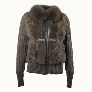 Abrigo de invierno de lujo para mujer, cárdigan de punto Reversible de lana transpirable, <span class=keywords><strong>Cuello</strong></span> de piel de zorro, prendas de vestir cálidas informales para Otoño Invierno - Product Image 4