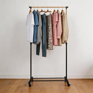 Séchoir à linge rétractable en métal à poteau unique, support à vêtements portable sur roulettes, séchoir autoportant avec rotation à 360° °   Roues - Product Image 1