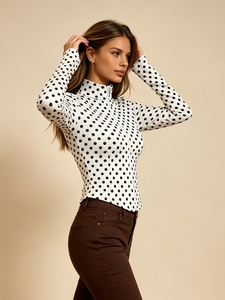 Hot Selling Sporty Women Polka Dot Zip Up Stand Collar Jacket <b>Long</b> Sleeve Thumb Hole Bodycon Cropped Active Outerwear - Product Image 2
