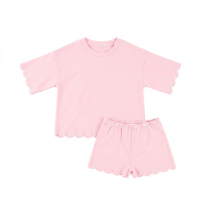 Puresun Expédition Rapide Vêtements pour Enfants Manches Courtes Coton Festonné Deux Pièces Tenues Filles Ensembles Vêtements d'Été pour Filles - Product Image 3