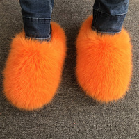 Chaussons en fourrure pour femmes, automne-hiver, fourrure synthétique de renard, pantoufles chaudes en peluche, tongs moelleuses, chaussures de luxe pour femmes