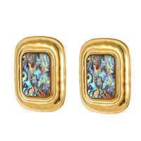 Boucles d'oreilles clipsables de style rétro antique européen et américain, en alliage de zinc plaqué or, géométriques carrées, inaltérables