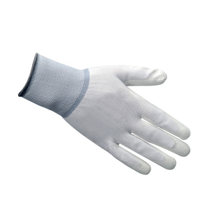 Venta caliente de alta calidad <span class=keywords><strong>PU</strong></span> Guantes recubiertos de Palma 13G Guantes de trabajo de nylon de poliéster blanco con revestimiento de <span class=keywords><strong>PU</strong></span> blanco - Product Image 2