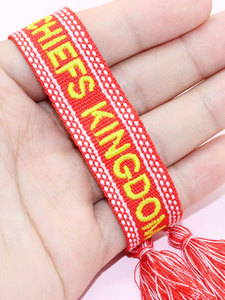 Zhehu bracciale con nappine regolabile ricamato giorno di gioco personalizzato Boomer prima gioielli College regali Team bracciale università - Product Image 3