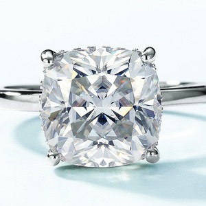 Anillo de plata moissanita al por mayor 1ct 2ct 3ct 4ct 10mm diamante 925 anillo de plata esterlina precio de fábrica anillo de bodas joyería - Product Image 3