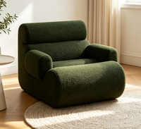 Fauteuil lounge individuel vert foncé de style italien minimaliste, canapé modulaire moderne en tissu velours pour usage hôtelier, contemporain