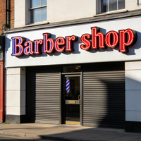 Letrero Comercial con Logotipo de Estilo Moderno para Barbería y Uso en Exteriores, Letrero 3D con Halo Luminoso, Resistente al Agua IP65 y Control por Aplicación