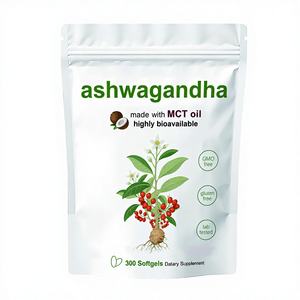 Atacado 300 Conuts Ashwagandha Softgels com Extrato de Pimenta Preta Ashwa para Relaxamento Calma & Sleep Support Sem Glúten - Product Image 1