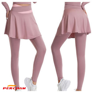 تنورة رياضية نسائية بشعار مخصص مع بنطال ضيق <span class=keywords><strong>2</strong></span> في 1 تصميم ممتد للتدريب والجري وضغط مطوي للتنس - Product Image 4